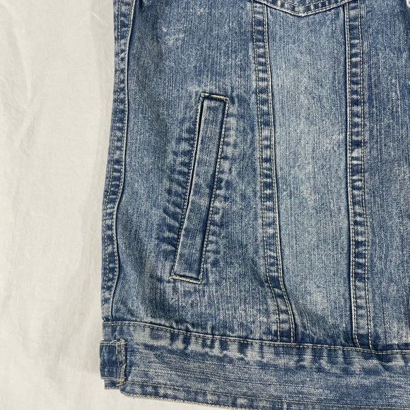 Southpole Premiun Mens Blue Biker Patched Denim Vest Size L - Picture 4 of 15